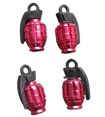 Wheel valve cap (x4) red grenade auto motorcycle bike