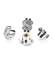 Wheel valve cap (x4) dollar chrome auto motorcycle kustom
