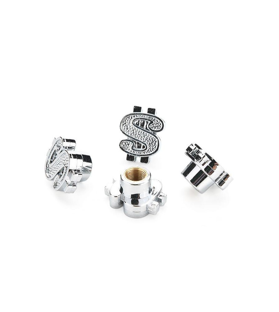Wheel valve cap (x4) dollar chrome auto motorcycle kustom
