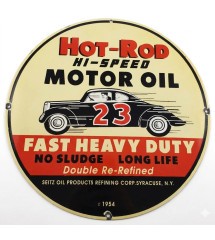Hot-Rod Motor Oil Round Porcelain Enamel Sign – Ø 74 cm / 29" Vintage Reproduction