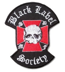 Patch thermocollant Black Label Society Logo Crâne et Croix malte rouge(8,5 x 8 cm)
