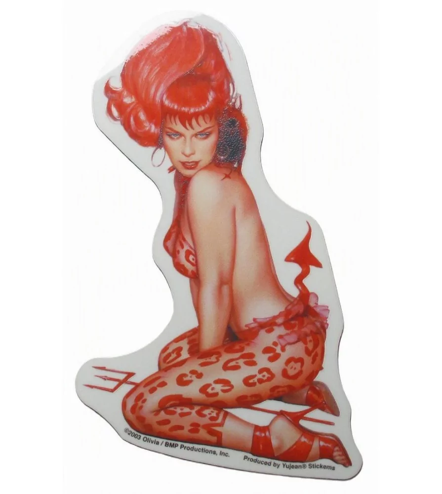 sticker bettie page lingerie rouge autocollant sexy pin up