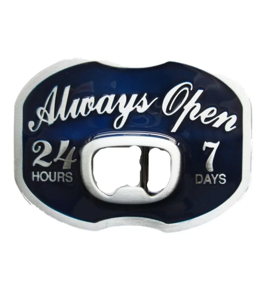 boucle de ceinture ouvre bouteille always open bleu bar
