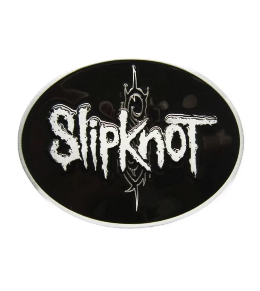Belt buckle band slipknot oval black rock roll hard
