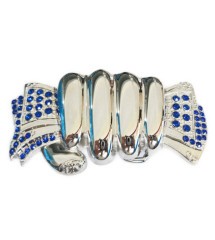 boucle de ceinture main chromé billet strass bleu femme