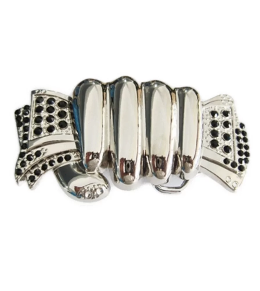 Belt buckle hand chrome ticket rhinestone black woman Belt buckle hand chrome ticket rhinestone black woman