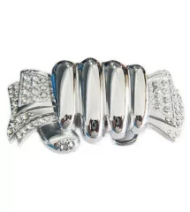 Belt buckle hand chrome ticket rhinestone shiny woman