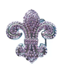 belt buckle fleur de lys rhinestone pink woman pin up
