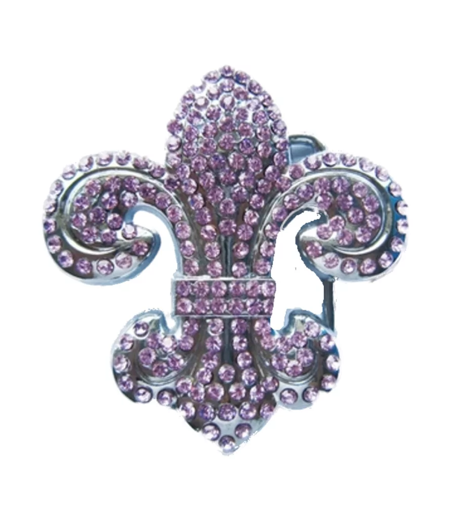 belt buckle fleur de lys rhinestone pink woman pin up