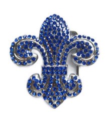 boucle de ceinture fleur de lys strass bleu femme pin up