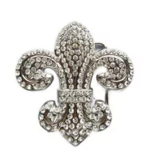 belt buckle fleur de lys rhinestone shiny woman pinup