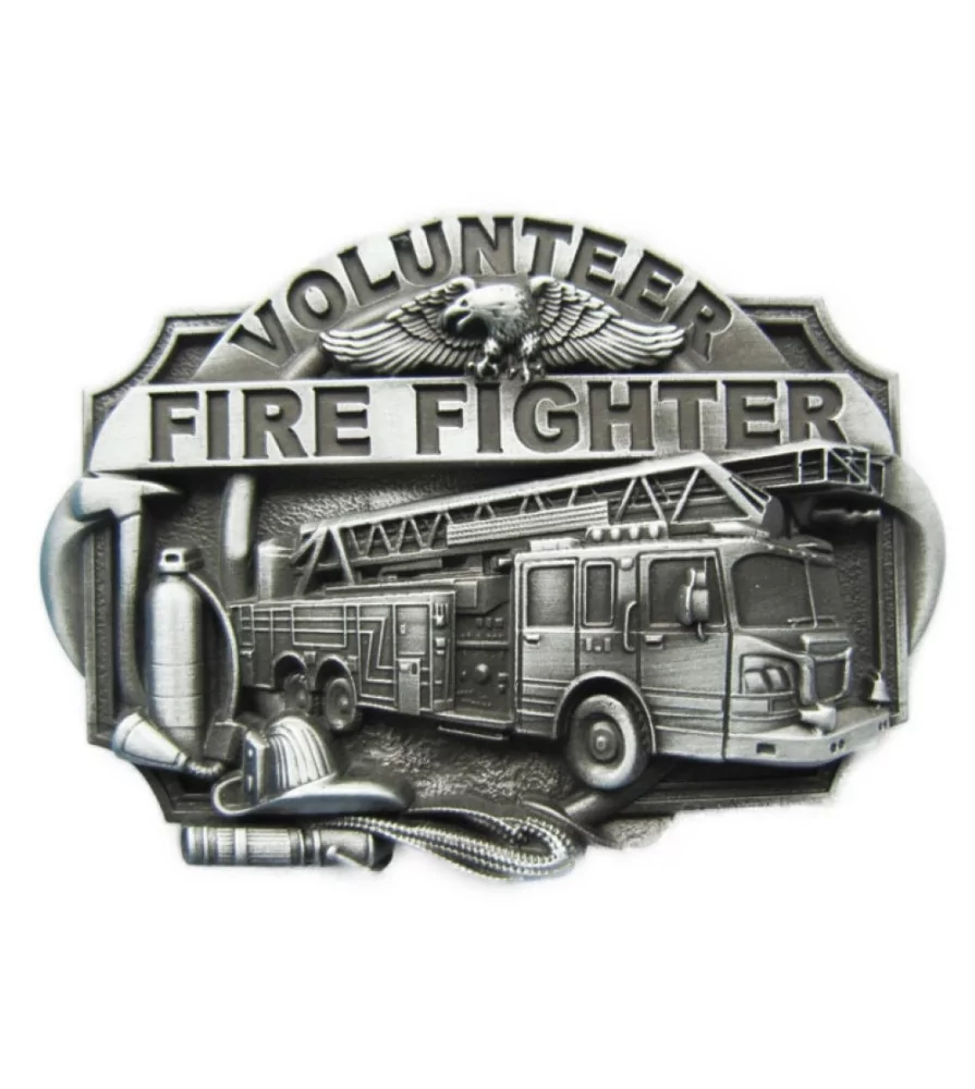 Volunteer firefighter belt buckle and rough truck man Volunteer firefighter belt buckle and rough truck man