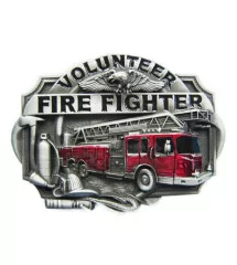 Belt buckle Volunteer Firefighter Red Truck Man
