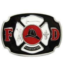 boucle de ceinture pompier Fire dept noir blanc rouge mixte
