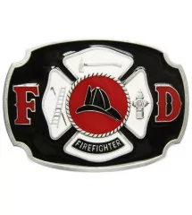 Fire dept black white red mixed firefighter belt buckle