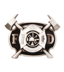 boucle de ceinture pompier blason noiret blanc firemen homme