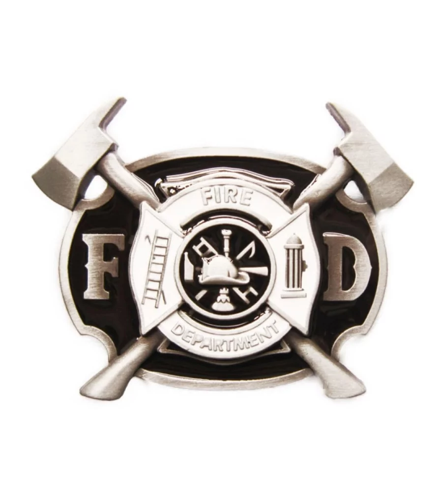Belt buckle firefighter coat of arms black and white firemen men Belt buckle firefighter coat of arms black and white firemen men