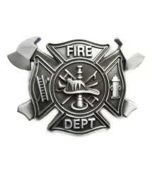 Firefighter belt buckle coat of arms with raw cross axe