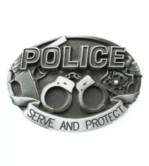 Belt buckle police menote pistol serve protect alu