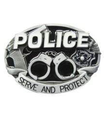 boucle de ceinture police menote pistolet serve protect noir