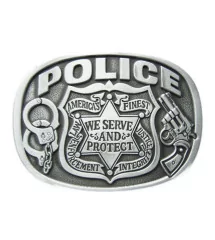 Belt buckle Police Star We serve and protect alu
