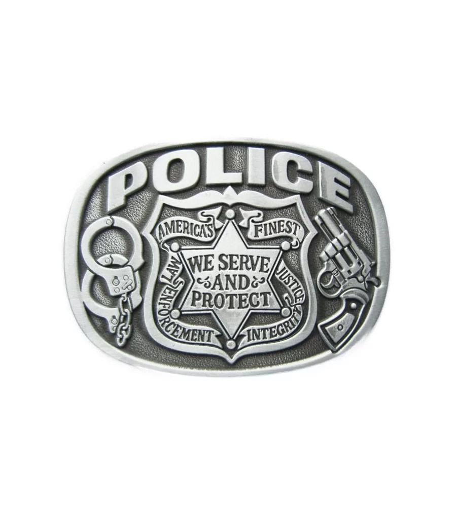 Belt buckle Police Star We serve and protect alu