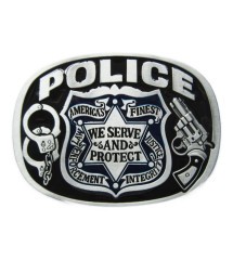 boucle de ceinture police étoile we serve and protect noir