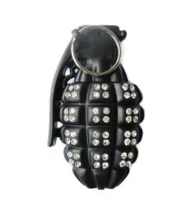 Black grenade belt buckle rhinestones gothic rock punk