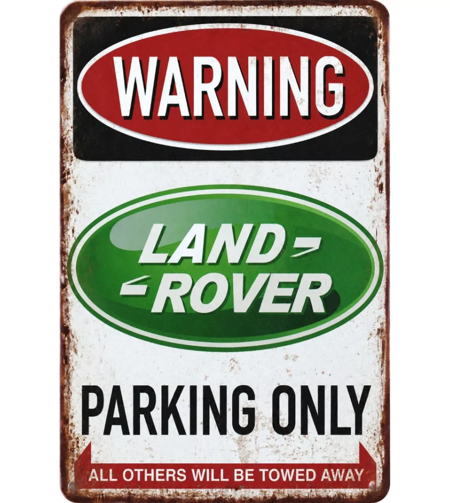 Plate warning land rover parking only 30x20 cm tole poster metal deco