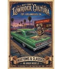 Plaque Métal Décorative Rat Fink Lowrider Cultura – L'icône de la Kustom Kulture