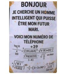 Plaque Métal Vintage Humour Numéro de Téléphone Geek 30x20 cm