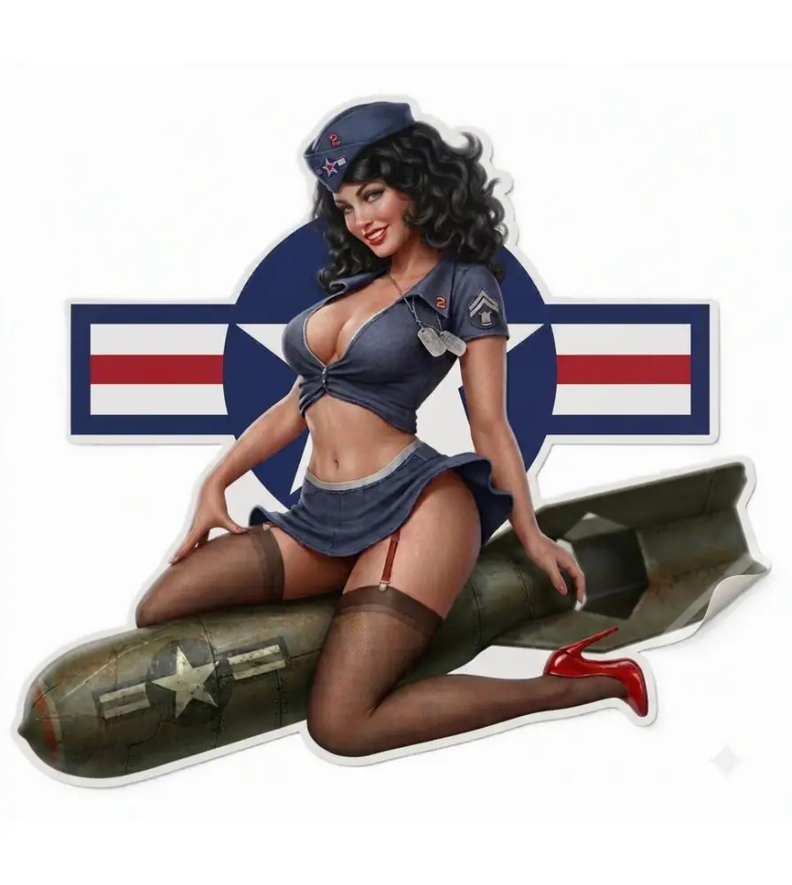 Sticker fine military pin up on blue bomb 15x11.5 cm sticker Sticker fine military pin up on blue bomb 15x11.5 cm sticker