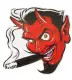 copy of sticker red devil who smokes a cigar left 12x12cm sticker
