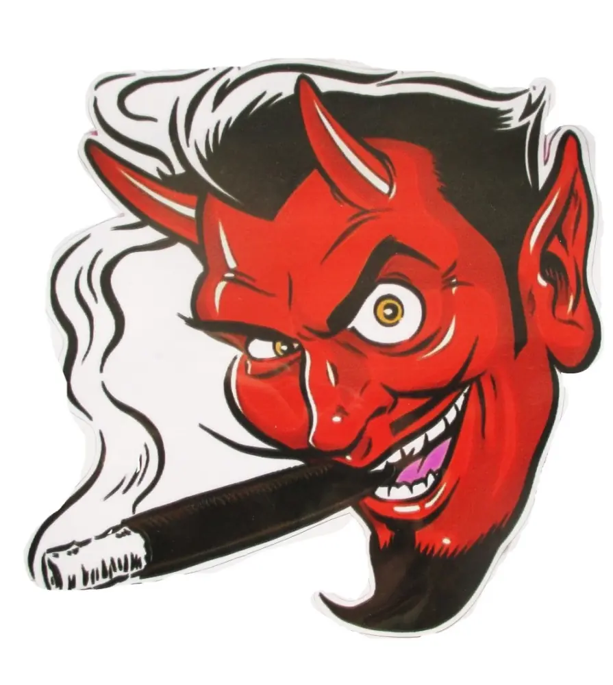 copy of sticker red devil who smokes a cigar left 12x12cm sticker