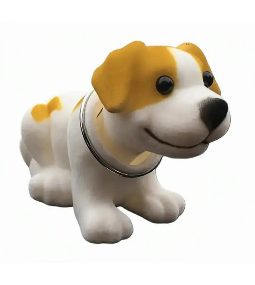 Grand Chien de plage arrière vintage à tête oscillante – Chiot Blanc et beige