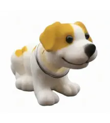 Large Vintage Bobblehead Dog for Car Rear Shelf – White & Yellow Puppy