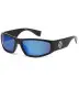Lunettes de Soleil Biker Choppers Noir Brillant & Verres Miroir bleu