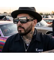 Official LOCS® Lowrider Cultura Sunglasses – Glossy Black & Gunmetal Cutout Metal Logo