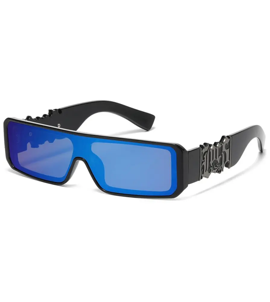 Lunettes de Soleil LOCS Lowrider Cultura Noir Brillant & Verres Miroir Bleu