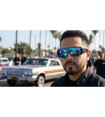 Official LOCS® Lowrider Cultura Sunglasses – Glossy Black & Blue Mirror Lenses Official LOCS® Lowrider Cultura Sunglasses – Glossy Black & Blue Mirror Lenses