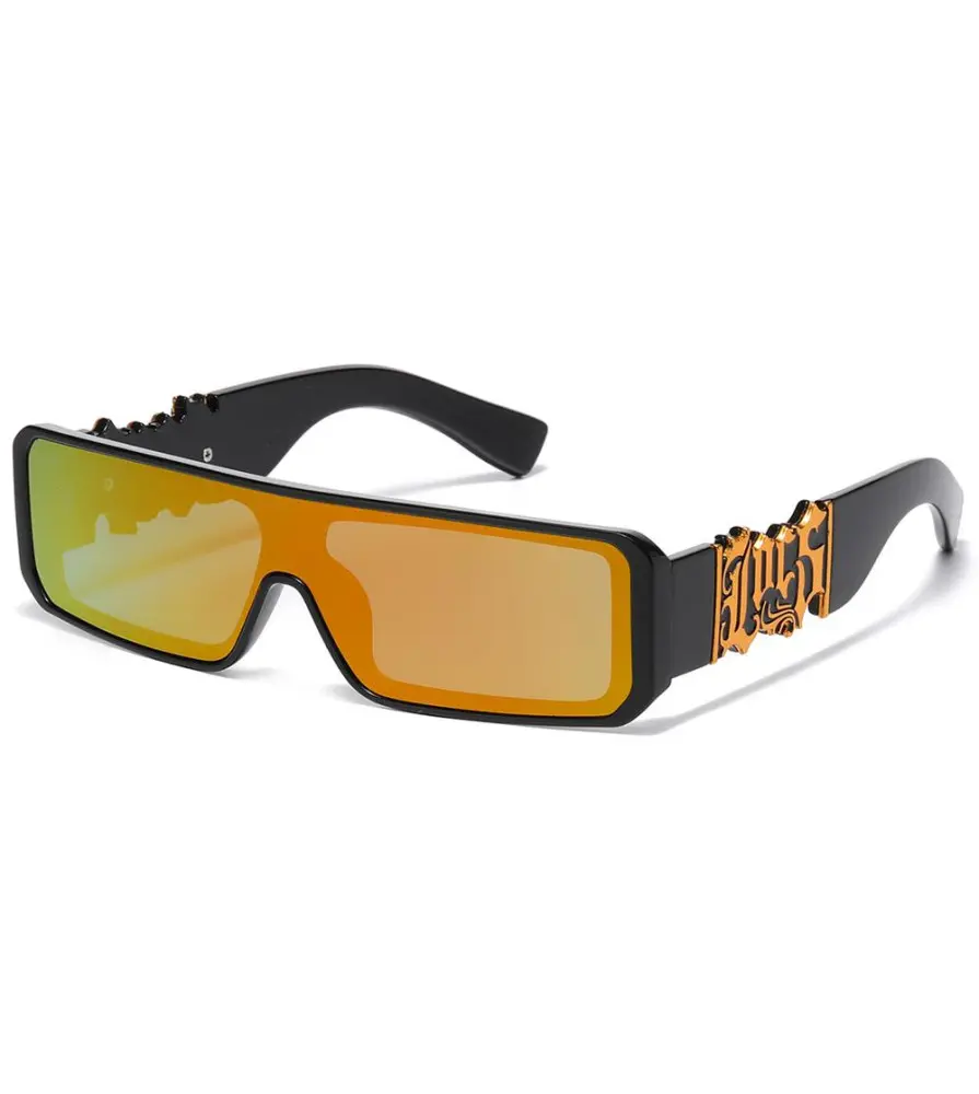 Lunettes de Soleil LOCS Lowrider Cultura Noir Brillant, Doré & Verres Miroir Feu