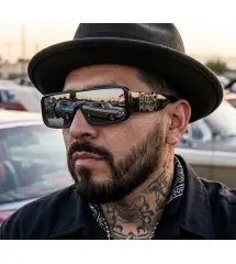Lunettes de Soleil LOCS Lowrider Cultura Noir Brillant & Gunmeta