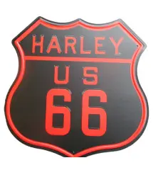 plaque publicitaire blason harley US 66 fan biker 30x30 cm tole deco