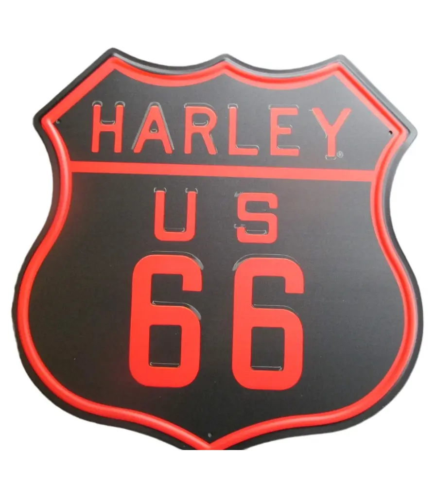 plaque publicitaire blason harley US 66 fan biker 30x30 cm tole deco