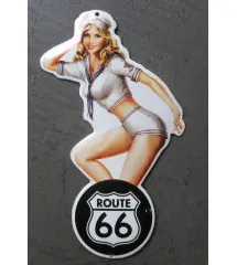 Mini Enamel Plate Pin Up Logo Route 66 Black Tole Email Deco Garage
