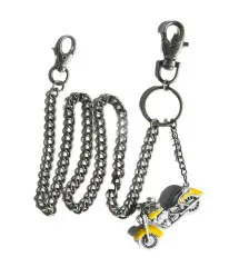 yellow biker biker rock roll motorcycle wallet chain