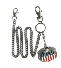chaine de portefeuille aigle blason americain biker rock roll