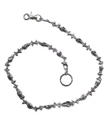 chaine de portefeuille chromé crane et os pirate rock biker