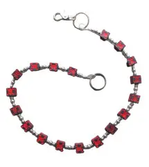 chaine de portefeuille dé noir crane pirate rouge biker rock