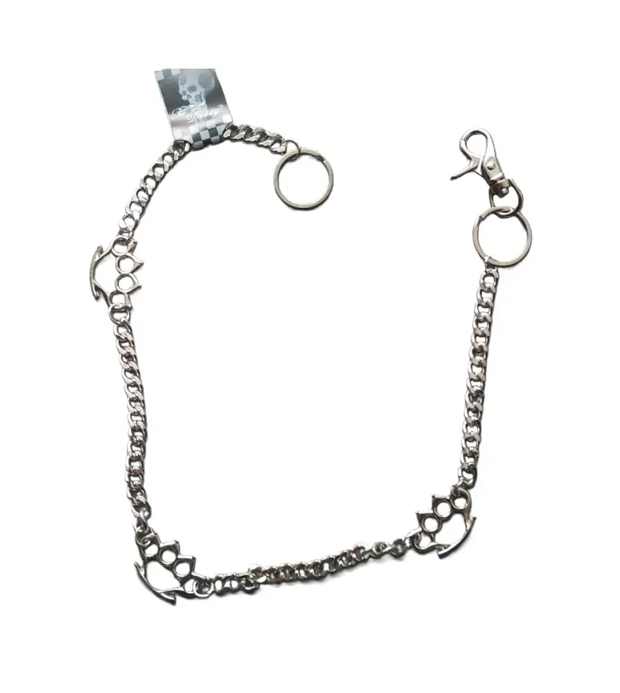 chaine de portefeuille poing americain chromé biker rock us